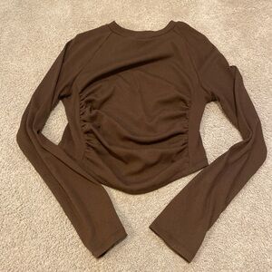 Cider Dark Brown Top with Cinched Waist in Medium